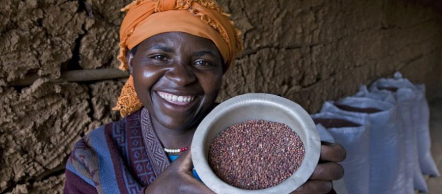 Vestine Mukarukore manages the village grain store