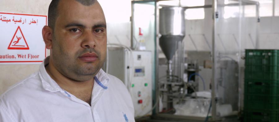 Mustafa owns the Khalij dairy processor in the Deir Al-Balah area in Gaza. Mustafa owns the Khalij dairy processor in the Deir Al-Balah area in Gaza.