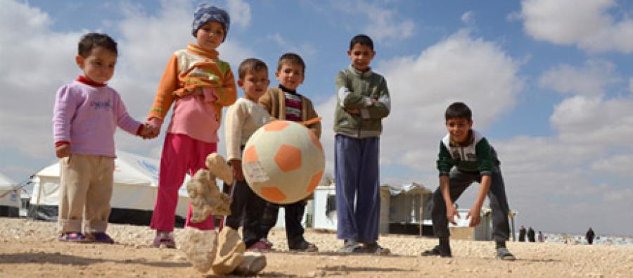 Enfants syriens réfugiés au camp de Zaatari, Jordanie