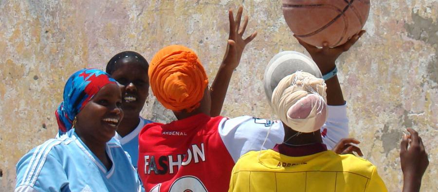 “The girls I coach are passionate and always come for practice twice a week.” Women playing basketball in Mogadishu. Photo: Oxfam