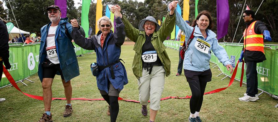 Oxfam Trailwalker Perth 2013 Team 291, Sexagenarians and almost at the finish. Photo credit: Richard Wainwright/OxfamAUS Oxfam Trailwalker Perth 2013 Team 291, Sexagenarians and almost at the finish. Photo credit: Richard Wainwright/OxfamAUS